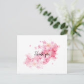 Roze kersbloesem bedankt briefkaart (Staand voorkant)