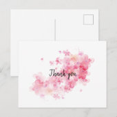 Roze kersbloesem bedankt briefkaart (Voorkant / Achterkant)