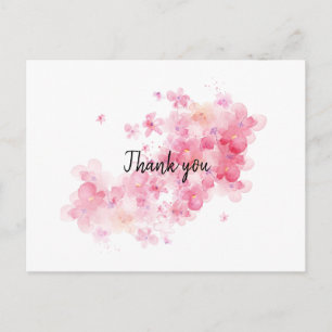 Roze kersbloesem bedankt briefkaart