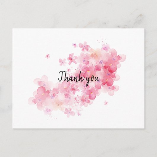 Roze kersbloesem bedankt briefkaart (Voorkant)