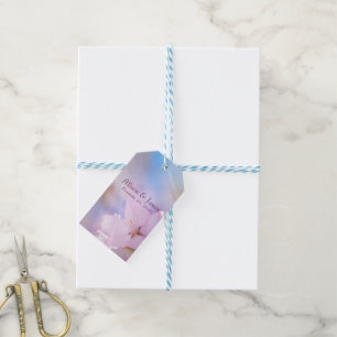Roze kersbloesem cadeaulabel