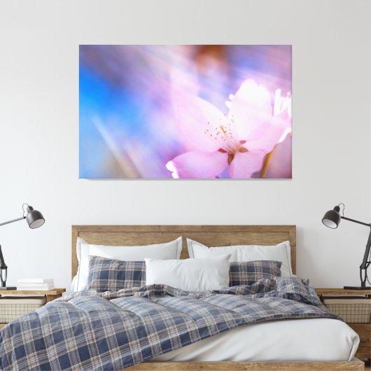 Roze kersbloesem canvas afdruk (Insitu (Slaapkamer))