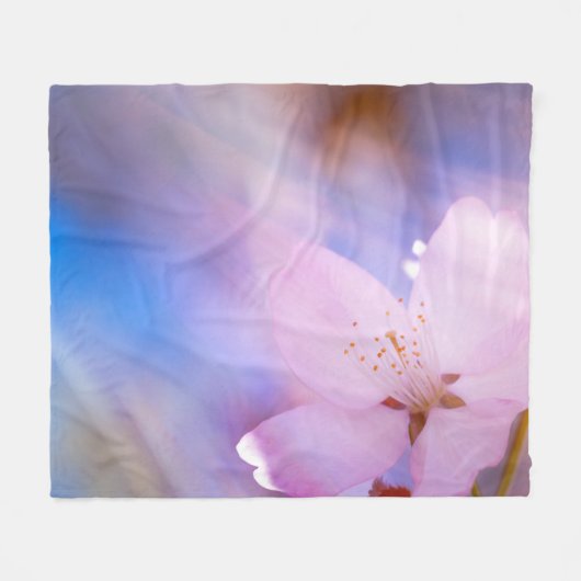 Roze kersbloesem fleece deken (Voorkant (Horizontaal))