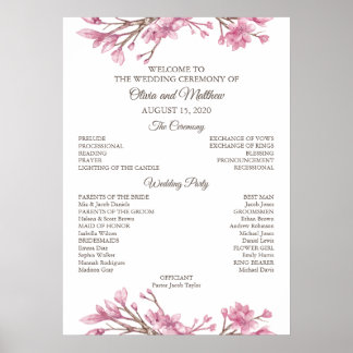 Roze kersbloesem. Floral bruiloft Poster