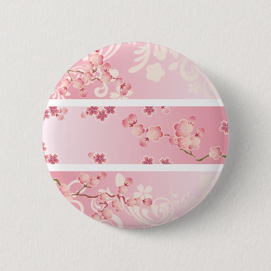 Roze kersbloesem ronde button 5,7 cm (Voorkant)