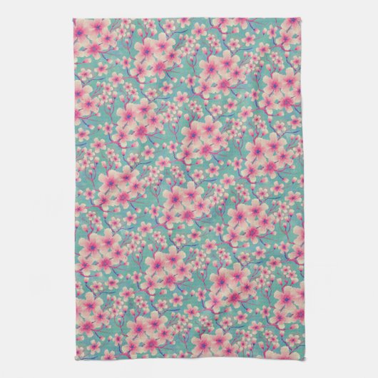Roze kersbloesem theedoek (Verticaal)