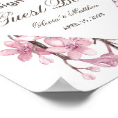 Roze kersbloesem. trouwbord voor gastboek poster (Hoek)