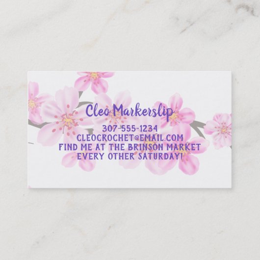 Roze kersbloesems breitter breinnaalden visitekaartje (Achterkant)
