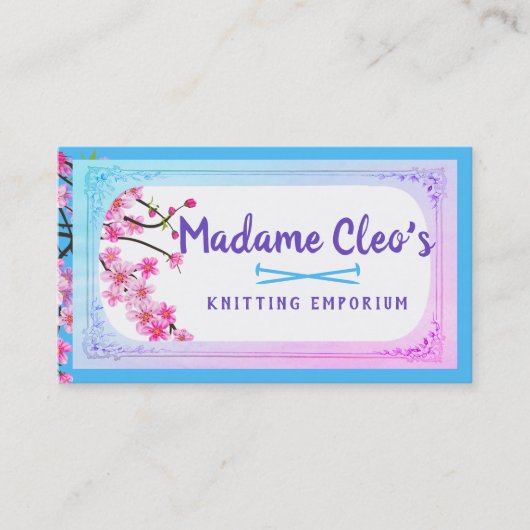 Roze kersbloesems breitter breinnaalden visitekaartje (Voorkant)