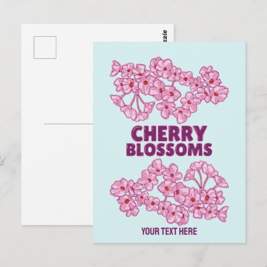 Roze kersbloesems briefkaart (Voorkant / Achterkant)