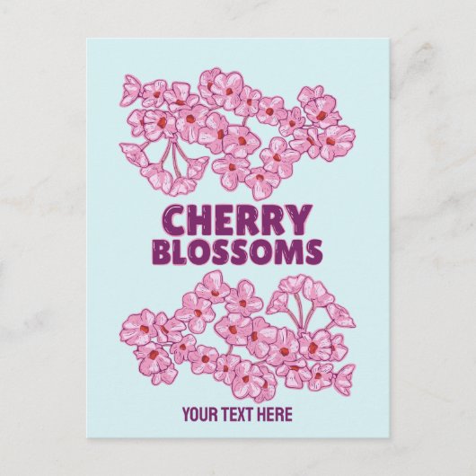 Roze kersbloesems briefkaart (Voorkant)