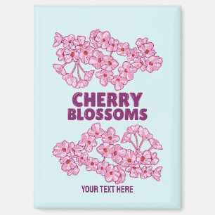 Roze kersbloesems magneet