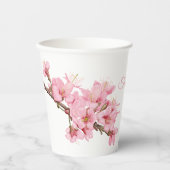 Roze kersbloesems papieren bekers (Voorkant)