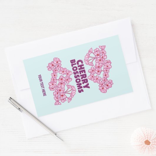 Roze kersbloesems rechthoekige sticker (Envelop)