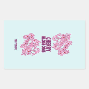 Roze kersbloesems rechthoekige sticker