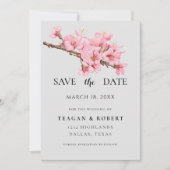 Roze kersbloesems save the date (Voorkant)
