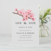 Roze kersbloesems save the date (Staand voorkant)