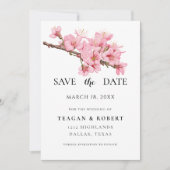 Roze kersbloesems save the date (Voorkant)