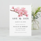 Roze kersbloesems save the date (Staand voorkant)