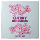 Roze kersbloesems tegeltje (Voorkant)