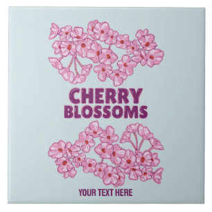 Roze kersbloesems tegeltje