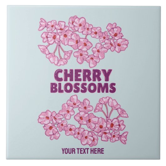 Roze kersbloesems tegeltje (Voorkant)