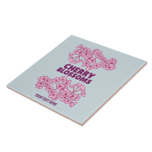 Roze kersbloesems tegeltje (Zijkant)
