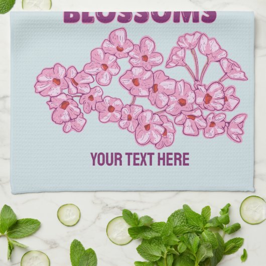 Roze kersbloesems theedoek (Gevouwen)