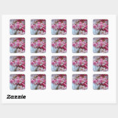 Roze kersbloesems vierkante sticker (Vel)