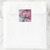 Roze kersbloesems vierkante sticker (Tas)