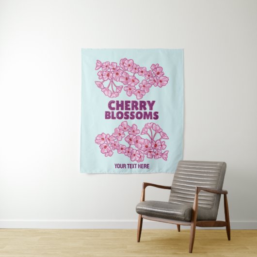 Roze kersbloesems wandkleed (In situ)