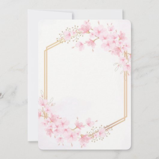 Roze Kersen Bloemenbruiloft Kaart (Achterkant)