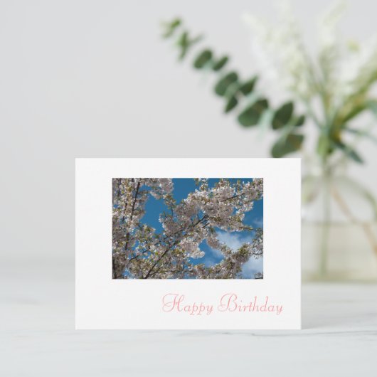 roze kersen bloesbloem briefkaart (Staand voorkant)