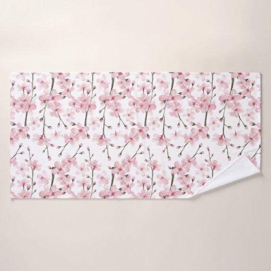 Roze kersen bloesem badhanddoek (Badhanddoek)
