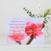 Roze kersen bloesem bruiloft kaart (Staand voorkant)