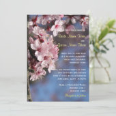  roze kersen bloesem bruiloft uitnodiging (Staand voorkant)