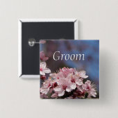 roze kersen bloesem bruiloft vierkante button 5,1 cm (Voorkant /achterkant)