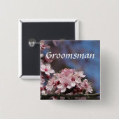 roze kersen bloesem bruiloft vierkante button 5,1 cm (Voorkant /achterkant)