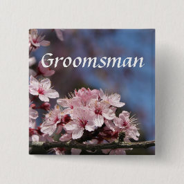 roze kersen bloesem bruiloft vierkante button 5,1 cm
