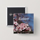 roze kersen bloesem bruiloft vierkante button 5,1 cm (Voorkant /achterkant)