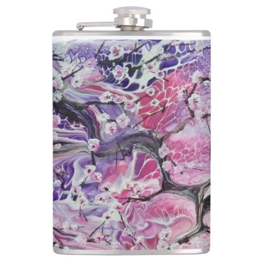 Roze kersen bloesem heupfles (Voorkant)