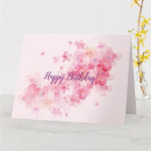 Roze kersen bloesem kaart (Gele Bloem)