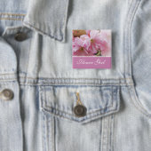 roze kersen bloesem lentemmeisje vierkante button 5,1 cm (In situ)