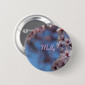 roze kersen bloesem naam ronde button 5,7 cm (Voorkant /achterkant)