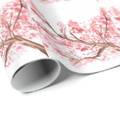 Roze kersen bloesem waterverf schilderij cadeaupapier (Rol Hoek)