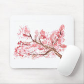 Roze kersen bloesem waterverf schilderij muismat (Met muis)