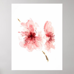 Roze kersen bloesem wit poster sakura