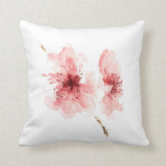 Roze kersen bloesem witte decoratieve kussen