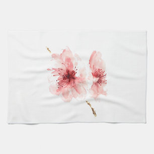 Roze kersen bloesem witte keukenhanddoeken sakura