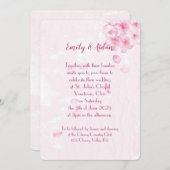 roze kersen bloesems bruiloft kaart (Voorkant / Achterkant)